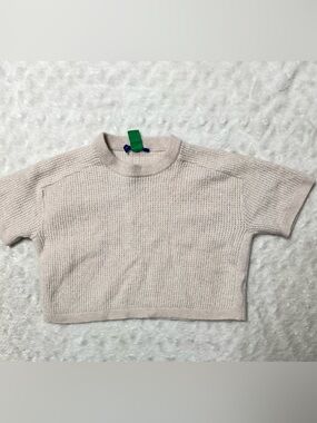 NoNAME Soft Knit Cropped Cashmere Short-Sleeve Sweaterght Beige